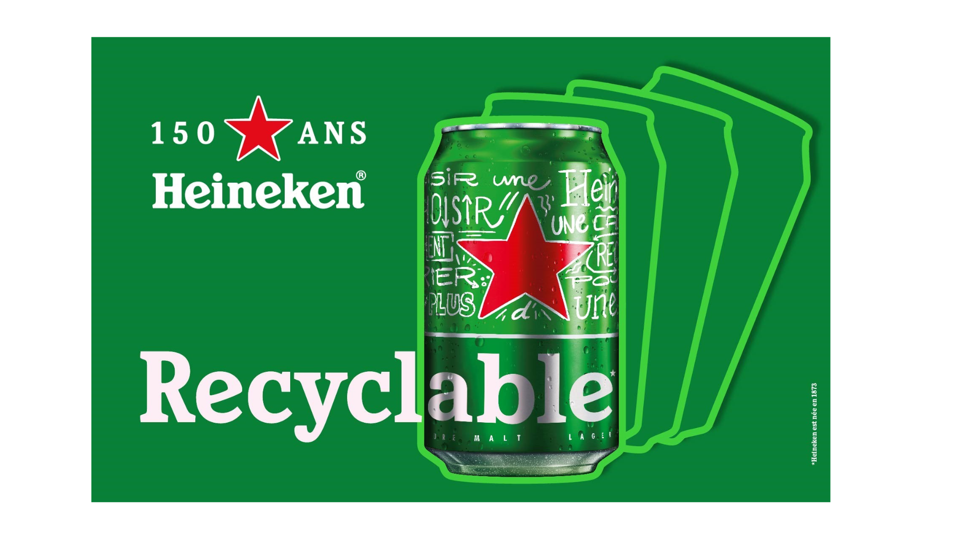 Canette Entièrement Recyclable Heineken 150Ans