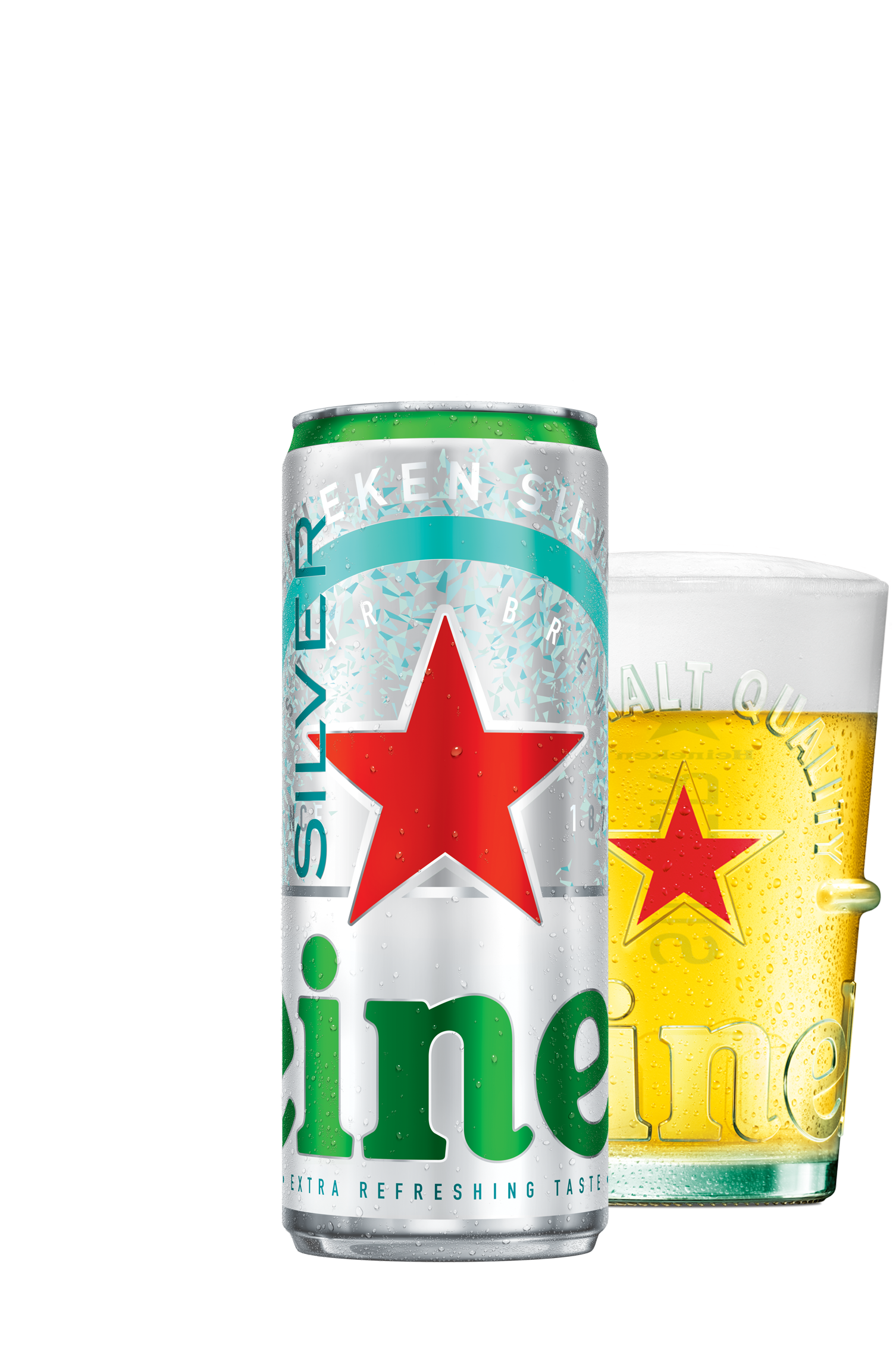 Heineken Silver Sleek Can Product With Glass