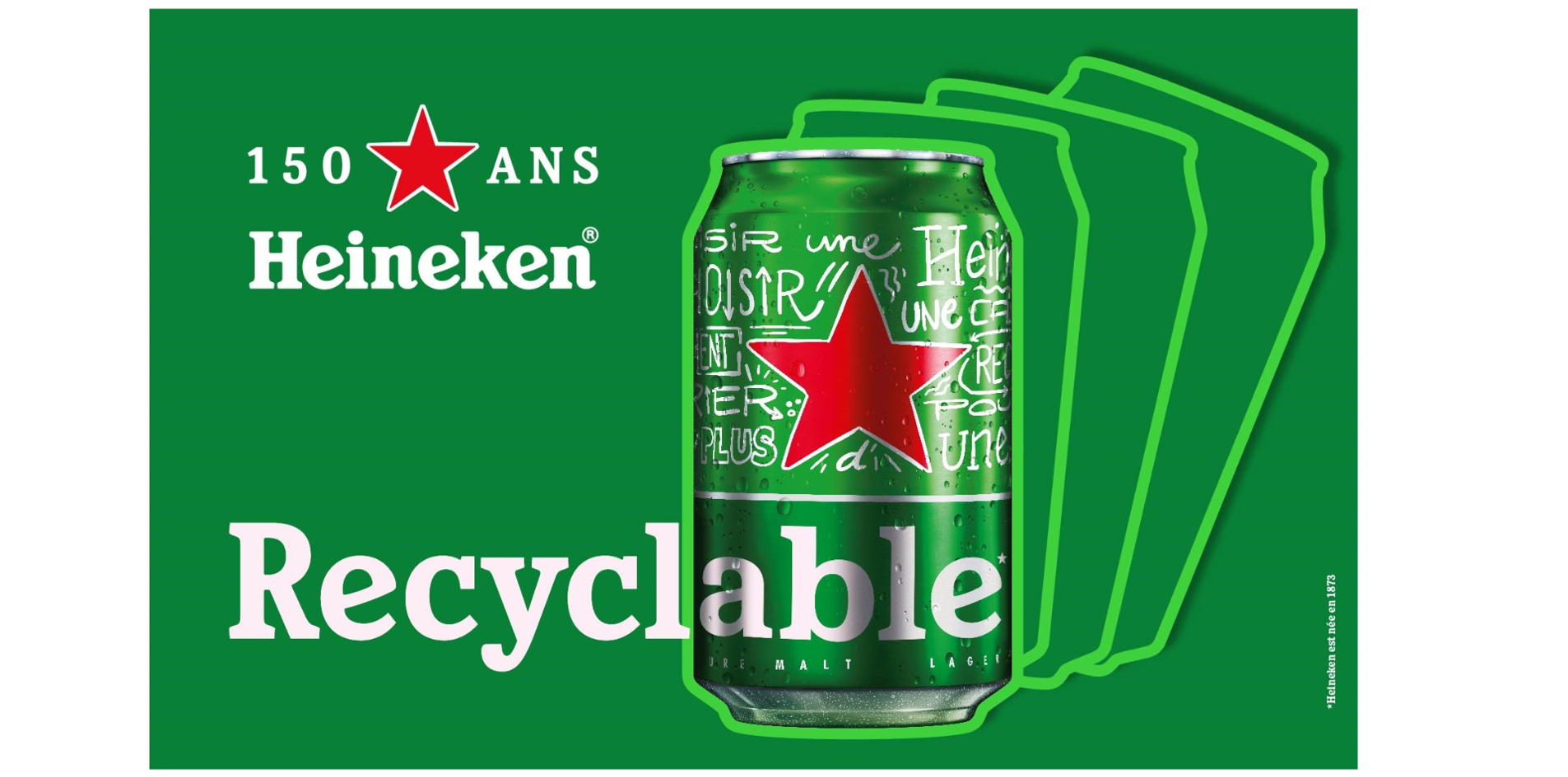 Canette Entièrement Recyclable Heineken 150Ans